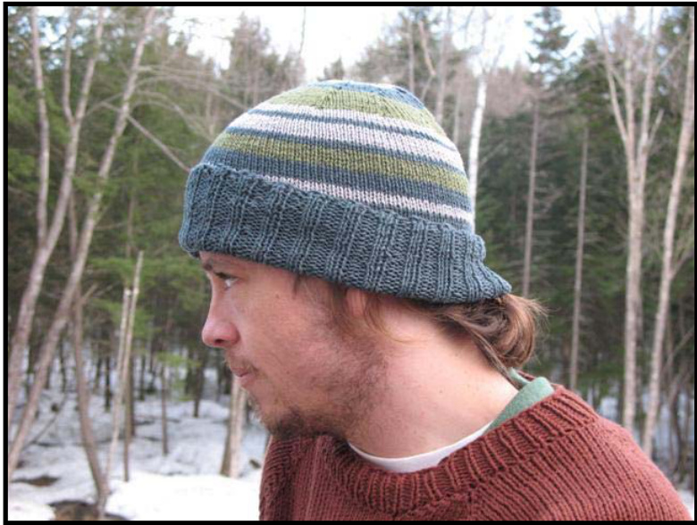 Cozy Hemp Beanie Knitting Pattern: Elastic Wide Ribbed Brim Design for Medium to Large Sizes pattern preview