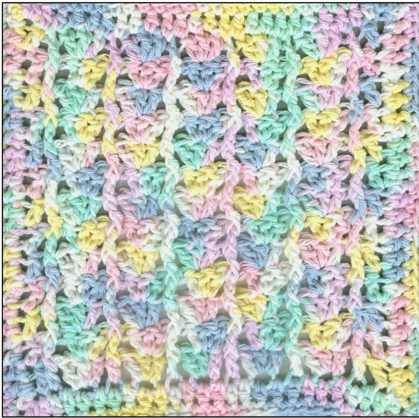 Crochet Pattern: Lattice Dishcloth with Shell Design and Scrubbing Texture pattern preview