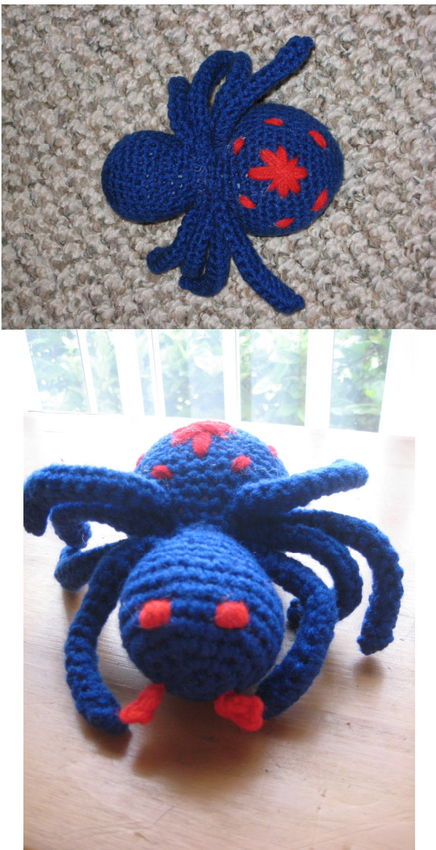 Amigurumi Spider Pattern: Crochet a Cute Royal Blue & Hot Red Spider with Step-by-Step Rounds pattern preview