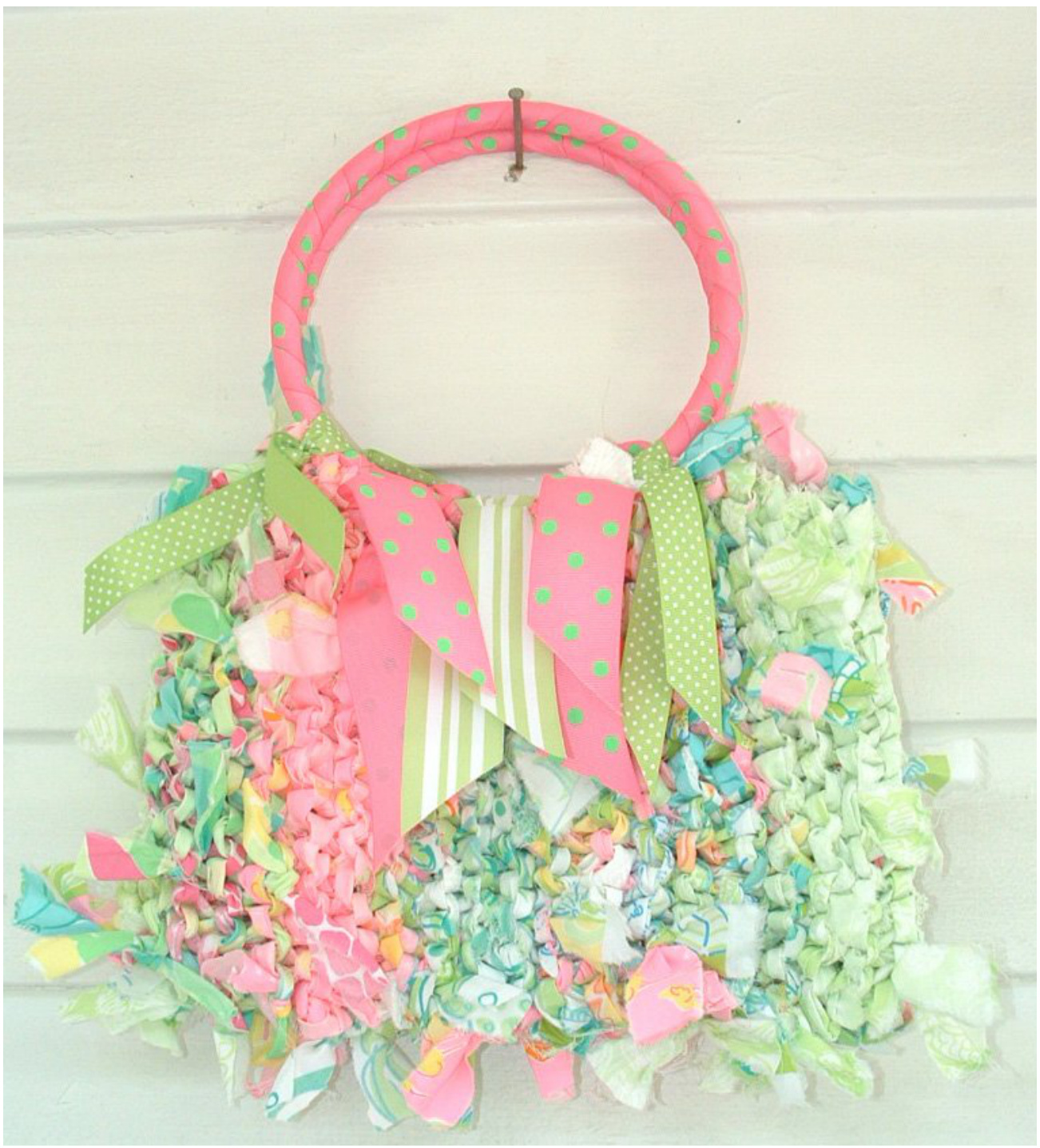 Crochet Pattern: Lilly Pulitzer Signature Fabric Rag Bag Purse - Large Tote Tutorial pattern preview