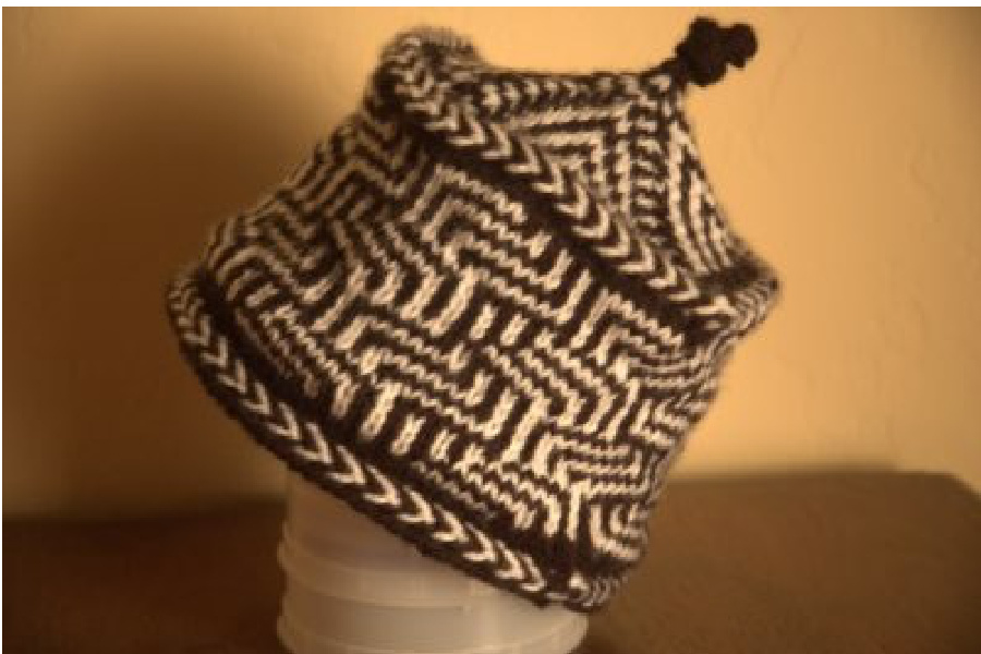 Maze and Chevron Hat Knitting Pattern for Adults and Children by Deborah Bennett pattern preview