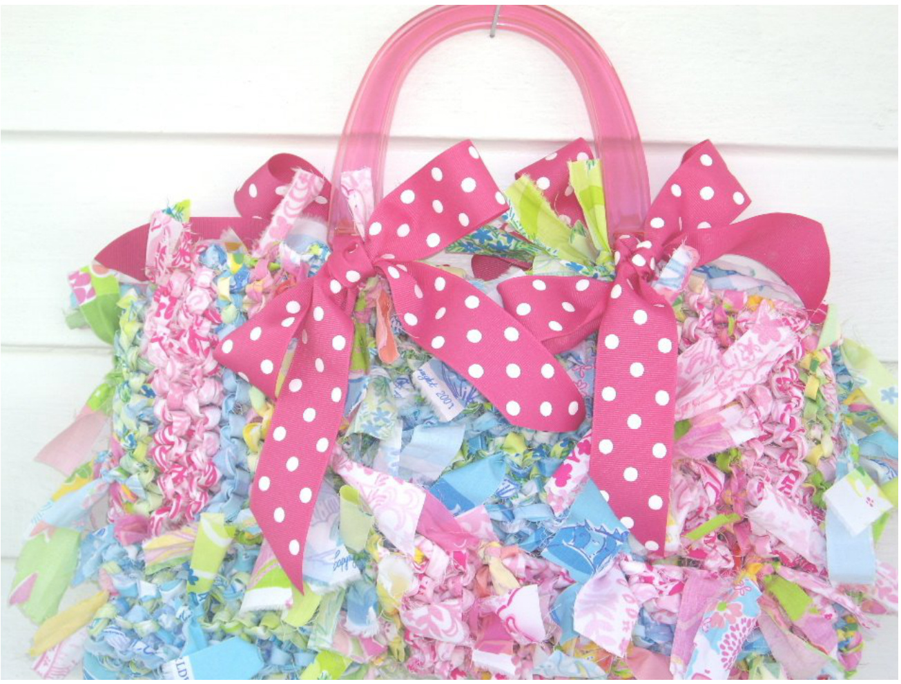 Fabric Rag Bag Large Tote Crochet Pattern Featuring Lilly Pulitzer Signature Fabrics pattern preview