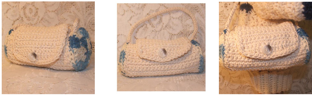 Crochet Pattern: American Girl Duffle Tote Bag with Top Flap Cover and Adjustable Strap pattern preview