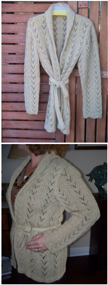 The Brenda Cardigan Pattern: A Knitting Guide for a Lace Chevron Cardigan with Shawl Collar pattern preview