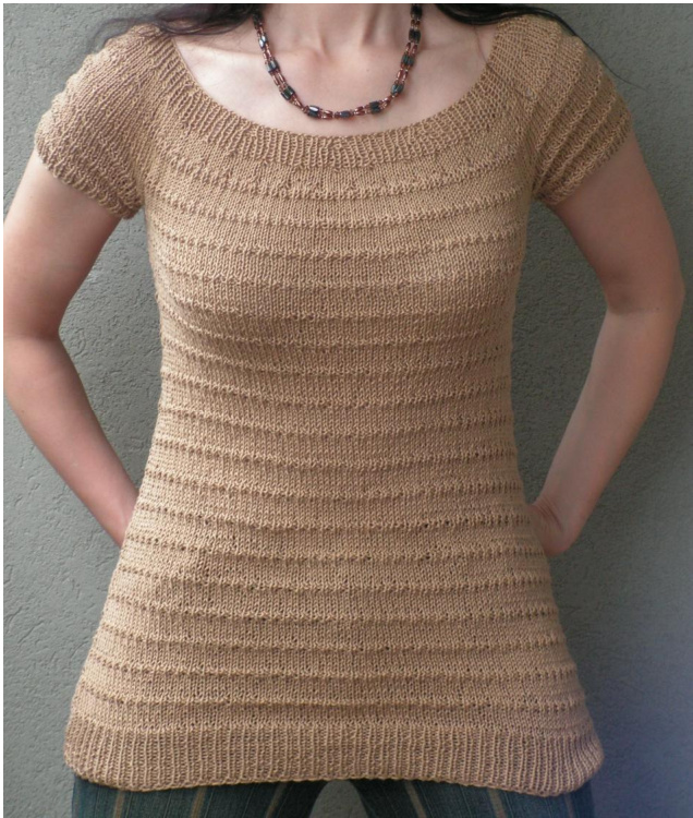 Easy Knitting Pattern: Long Summer Tunic 'Burning Sand' for Busy People (Size M, EU 38) pattern preview