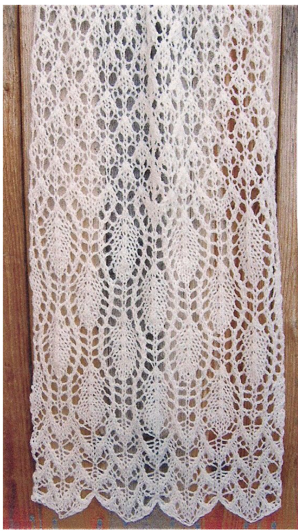 Fawn's Eyes Scarf Knitting Pattern: A Zigzag Edge Design with Trellis Framed Leaf and English Mesh Lace pattern preview