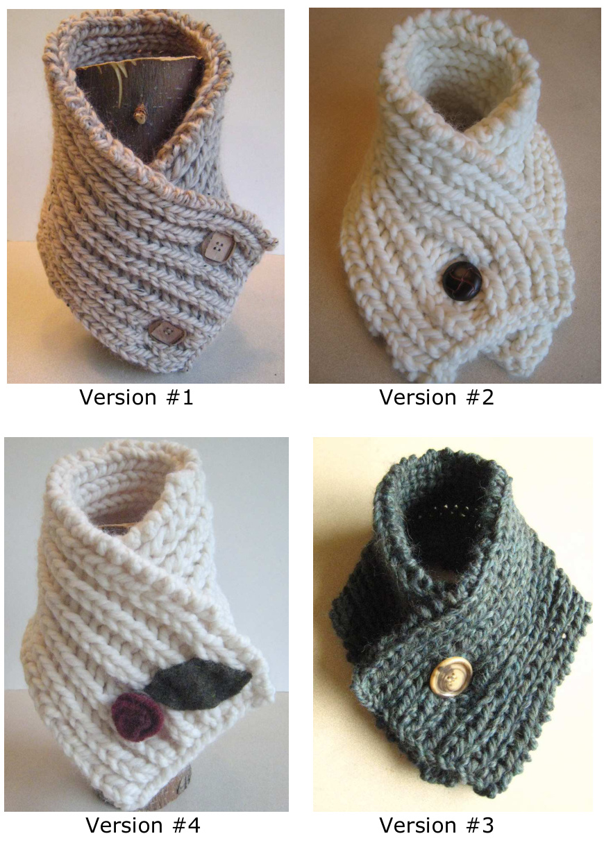 Fisherman's Rib Neck Warmers Knitting Patterns: Four Versions with Embellishment Options pattern preview