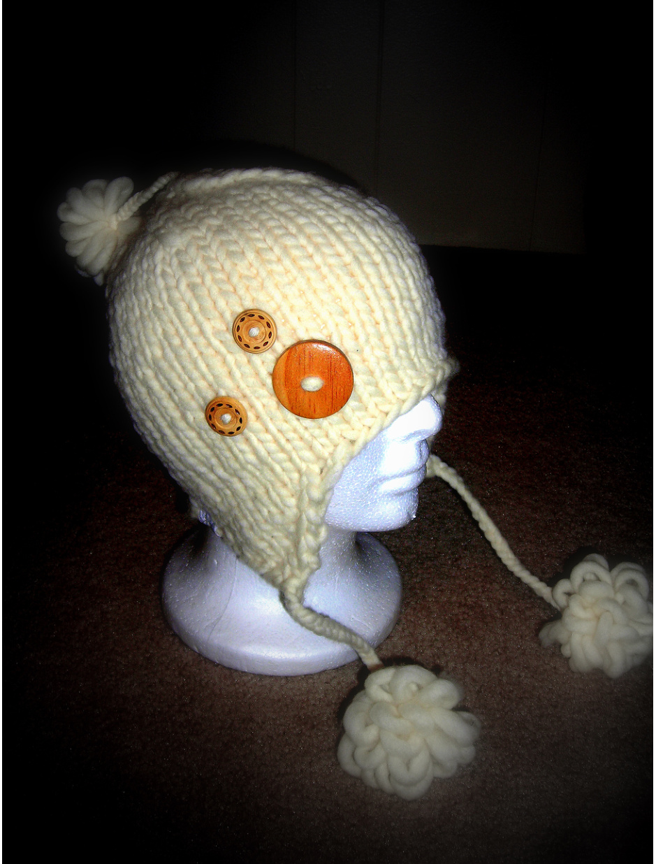 Chunky Button Hat Knitting Pattern: Super Chunky Yarn Project with Ear Flaps and Embellishments pattern preview