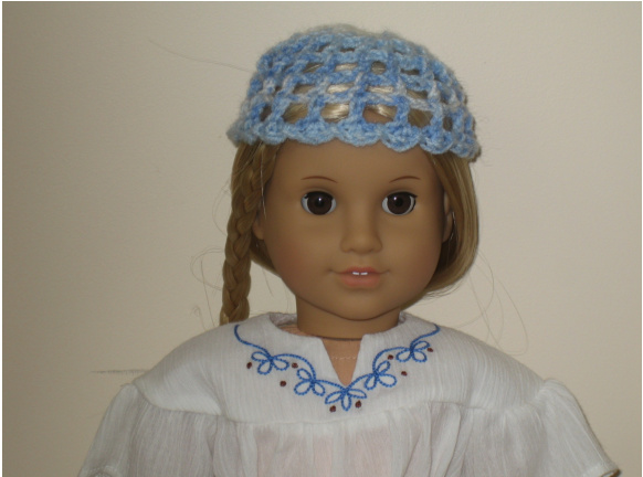 Vintage-Inspired Crochet Pattern: Doll's Groovy Mesh Cap for 18 Inch American Girl Dolls pattern preview