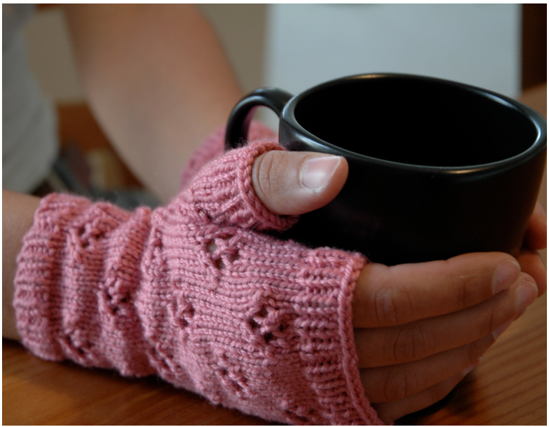 Delicate Lace Fingerless Mittens Pattern for Women - Quick Knit with DK Weight Yarn pattern preview