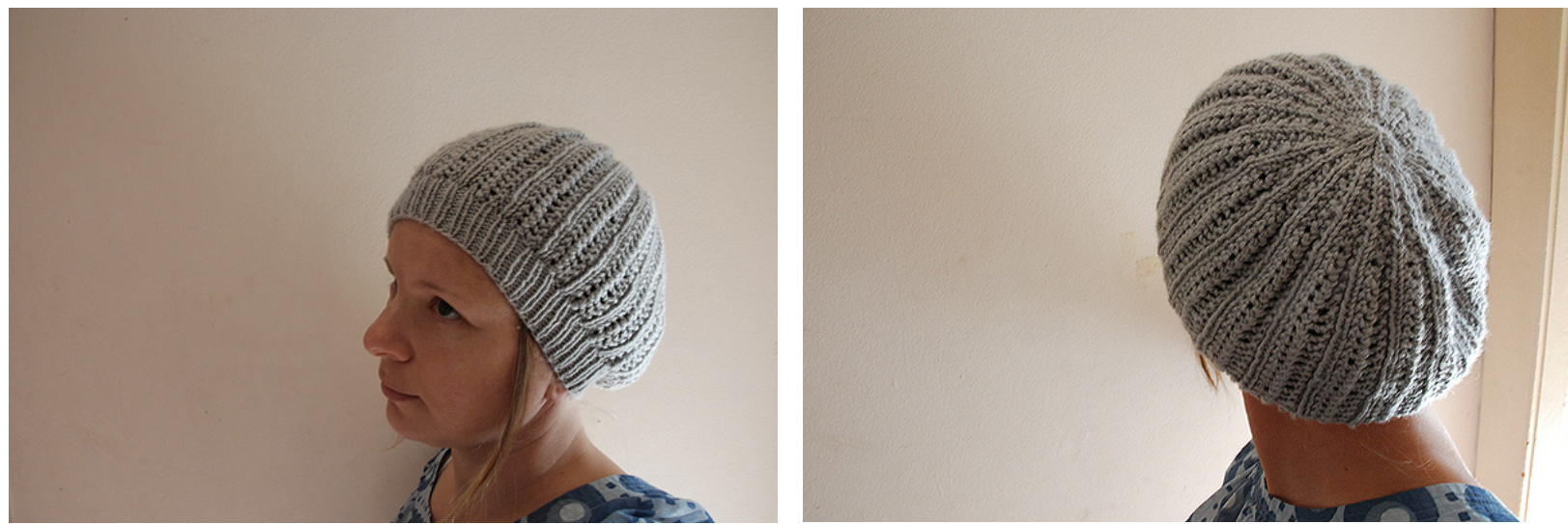 Cozy Slouch Hat Pattern: Interlude Hat in DK Weight Yarn with Herringbone Lace pattern preview