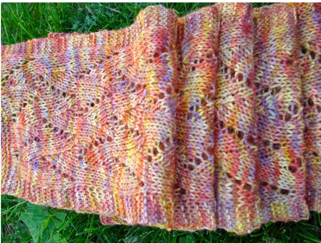 Flame Chevron Scarf Pattern by Rebecca LaRose: A Rhythmic Knit Lace Design pattern preview