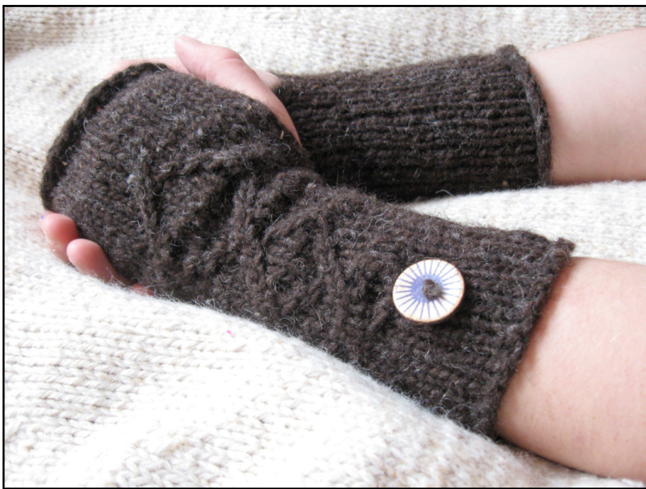 Button Vines Wristwarmers Knitting Pattern by Lottie Lodge pattern preview