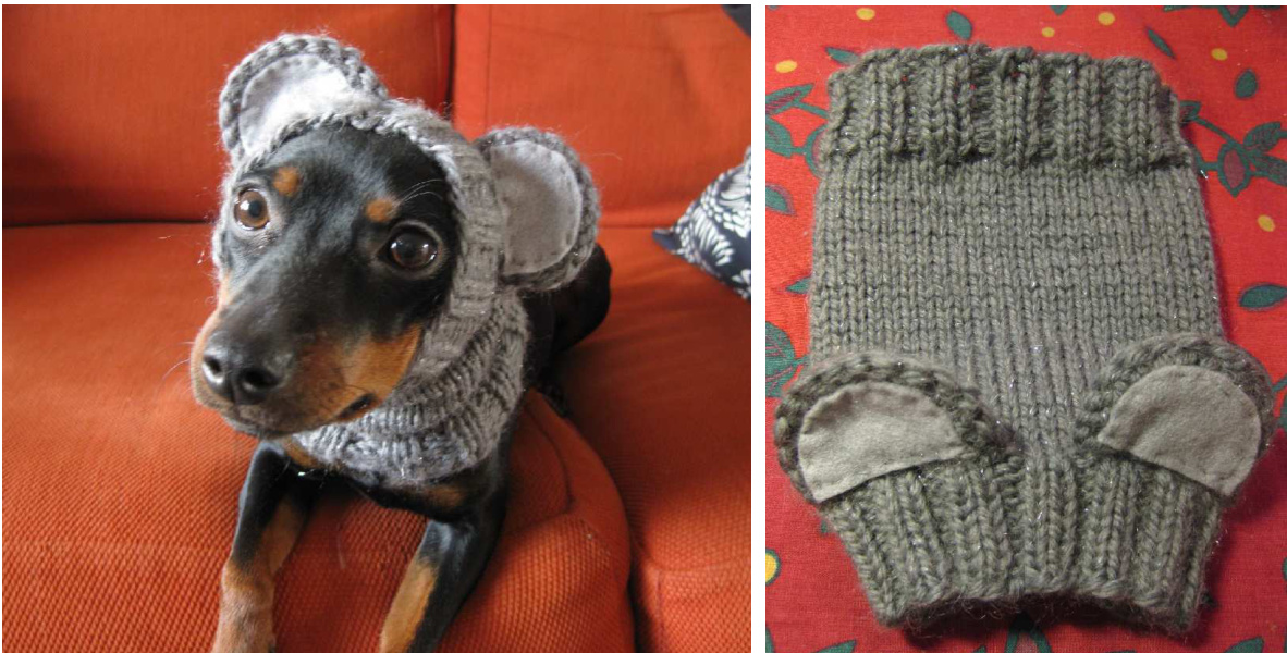 Humiliate the Dog Pattern: Minpin Sized Knitted Hat with Felt Ears (2009) by Amoena pattern preview