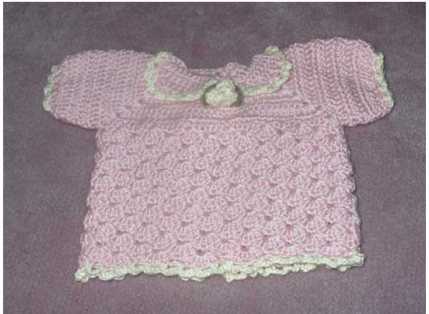 Sunday Best Baby Sweater Pattern: Crochet Tutorial for 0-9 Months with Lace Edge and Rose Embellishment pattern preview