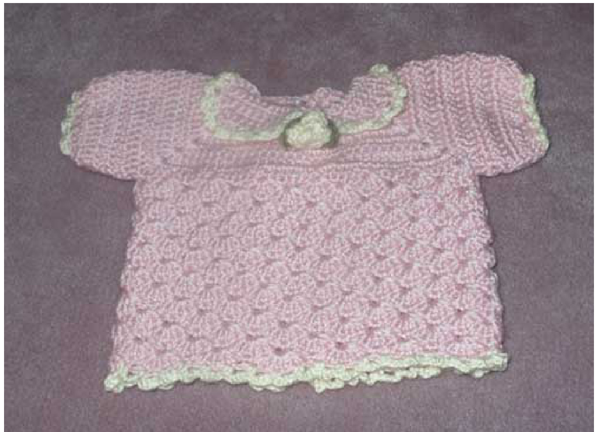 Sunday Best Baby Sweater Crochet Pattern for Infants (0-9 months) with Lace Edge and Floral Embellishments pattern preview