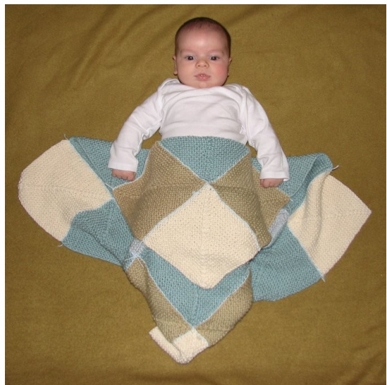 Mighty Zeke Baby Blanket Pattern: A Colorful Garter Stitch Mitered Square Design for Worsted Weight Yarns pattern preview