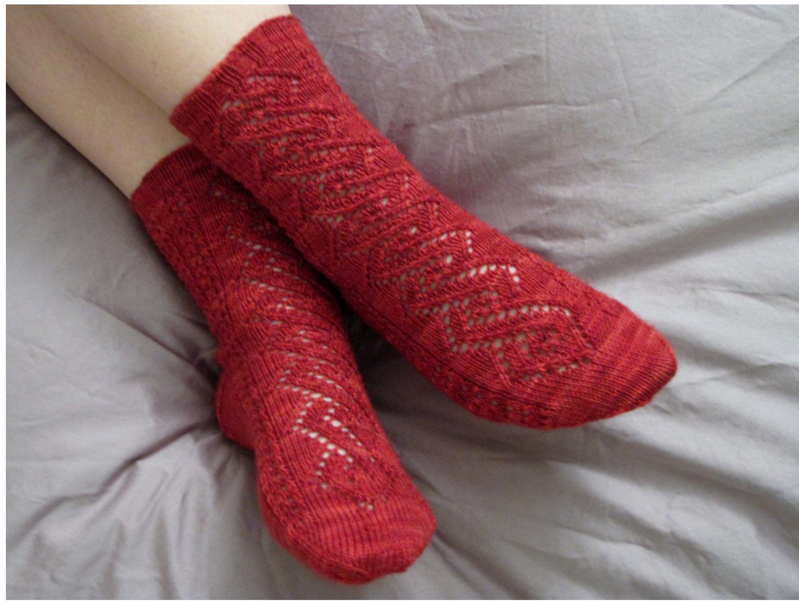 Garnish: A Lacy Sock Knitting Pattern for Winter Brightness by Jy KAriel FAstaras pattern preview