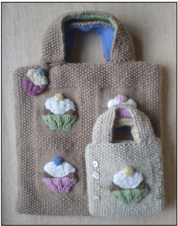 Frankie Brown's Knitting Pattern for Colorful Bags with Cake Designs pattern preview