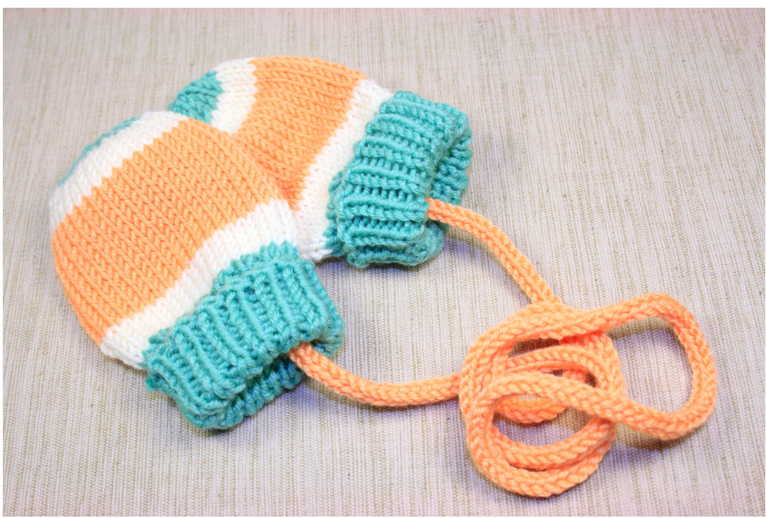 Striped Baby Mittens Knitting Pattern (0-6 Months) - Free Download from Helena Sweet Knits pattern preview