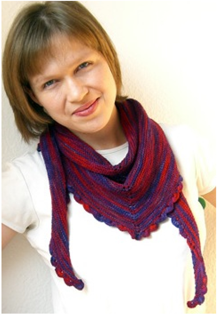 22.5 Degrees Scarf-Shawl Pattern: A Variegated Wollmeise Garter Stitch Design by Martina Behm pattern preview