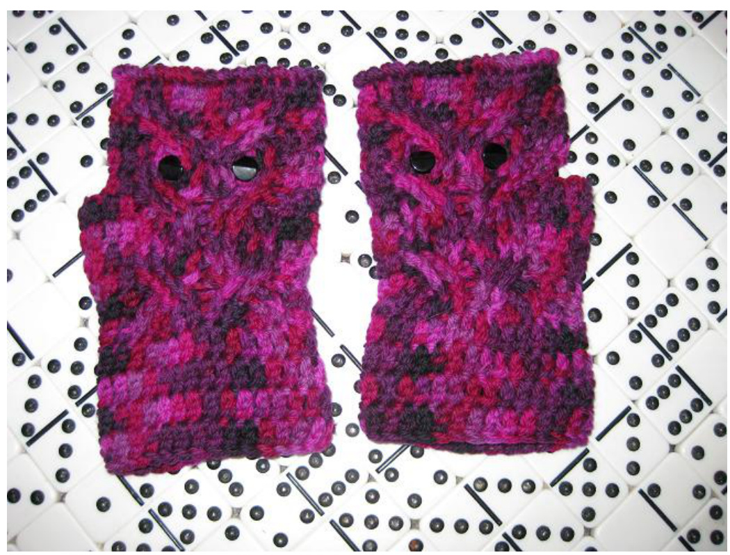 Owl Mitts: A Crocheted Fingerless Gloves Pattern with Owl Motif pattern preview