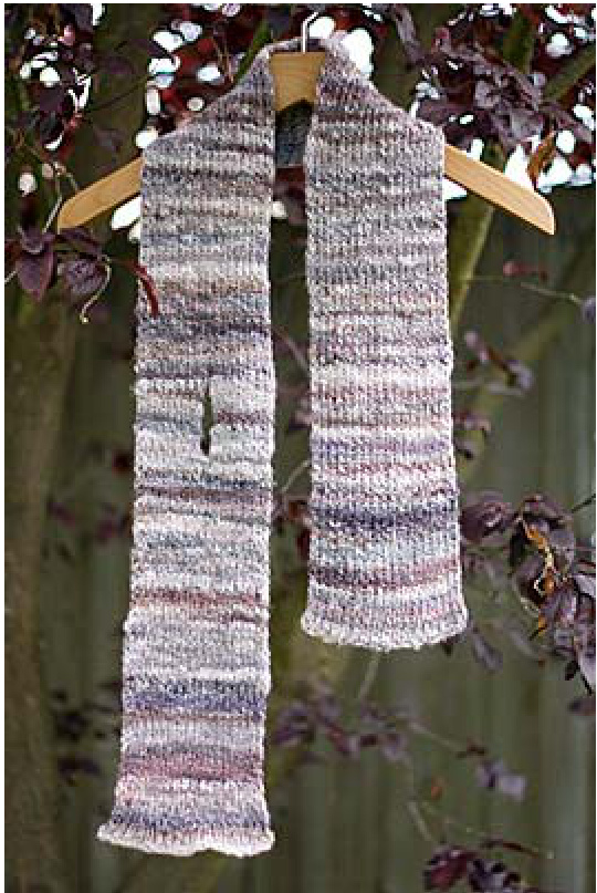 Vertical Keyhole Scarf Pattern for Handspun and Luxury Yarns by Laura Treadway - Easy 1x1 Ribbed Design for Customizable Scarf Width and Texture pattern preview