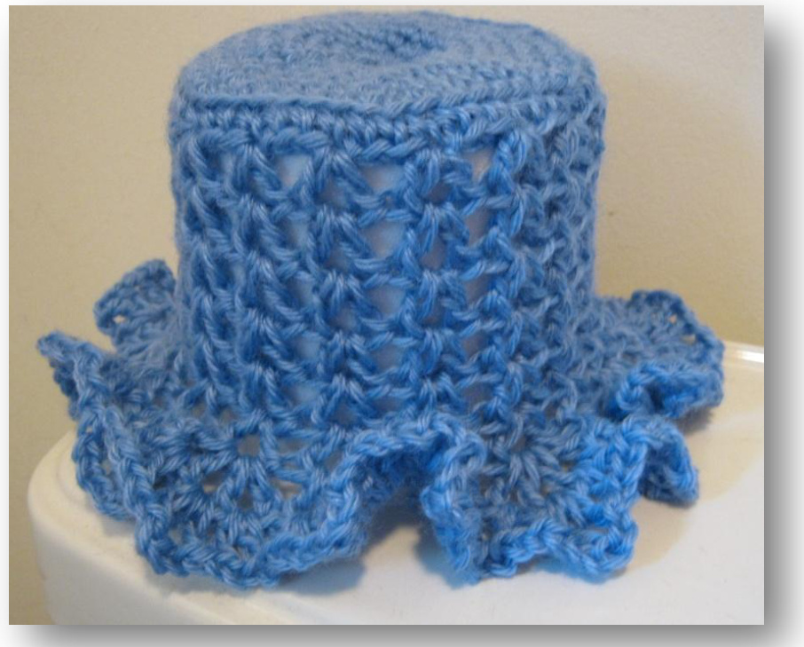 Crochet Pattern for Customizable Toilet Paper Cover with Simple and Frilly Edging Options pattern preview