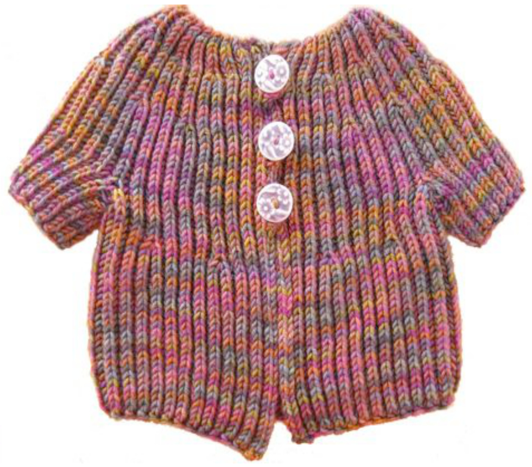 Baby Brioche: Seamless Baby Cardigan Knitting Pattern in Brioche Stitch by Jen Hurley pattern preview