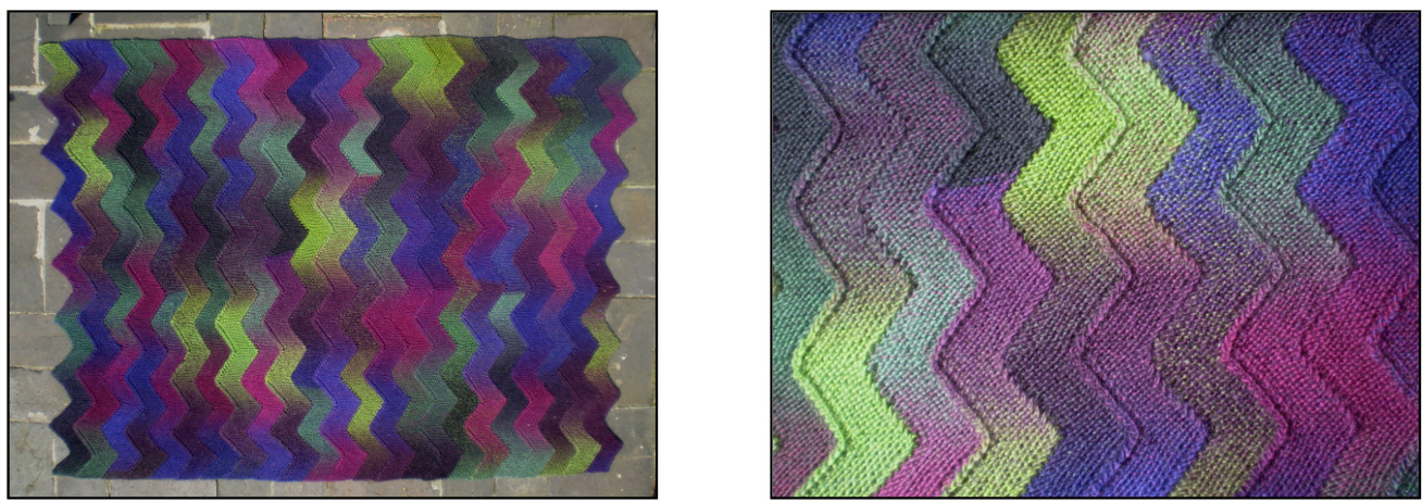 Ten Stitch Zigzag Knitting Pattern for Reversible Blankets and Scarves with Garter Stitch Strips pattern preview