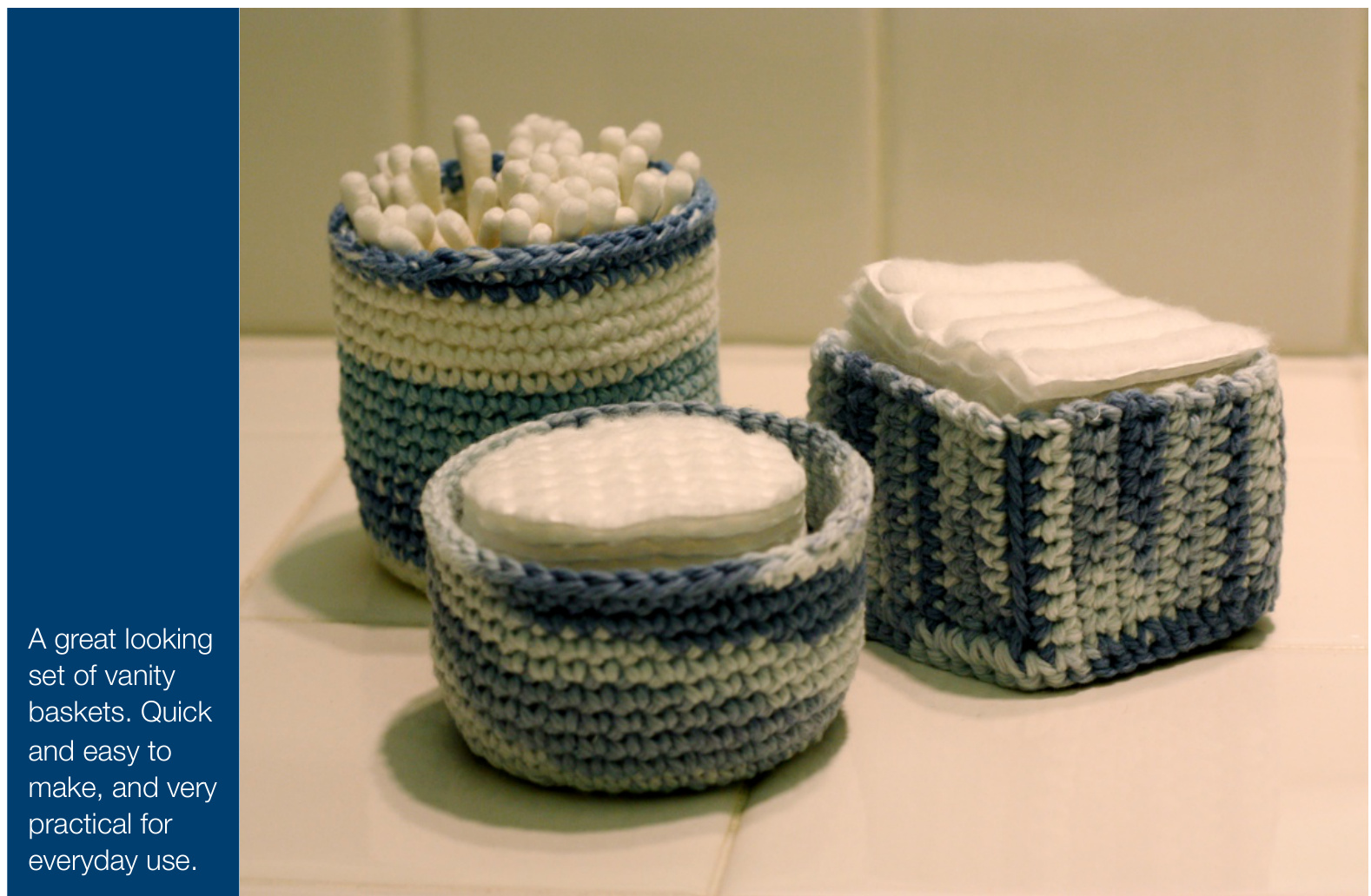 Vanity Basket Trio Crochet Pattern: Square and Round Designs with Detailed Instructions and Measurements pattern preview