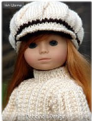 FREE Knitting Pattern for American Girl Dolls: Newsboy Cap Design by Debonair Designs with Step-by-Step Instructions pattern preview