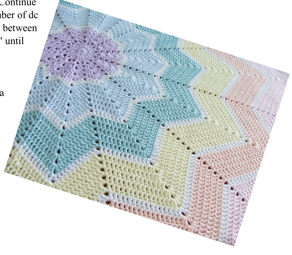 Crochet Pattern for 12-Pointed Star Rainbow Ripple Baby Blanket with Berroco Comfort Worsted Yarn pattern preview