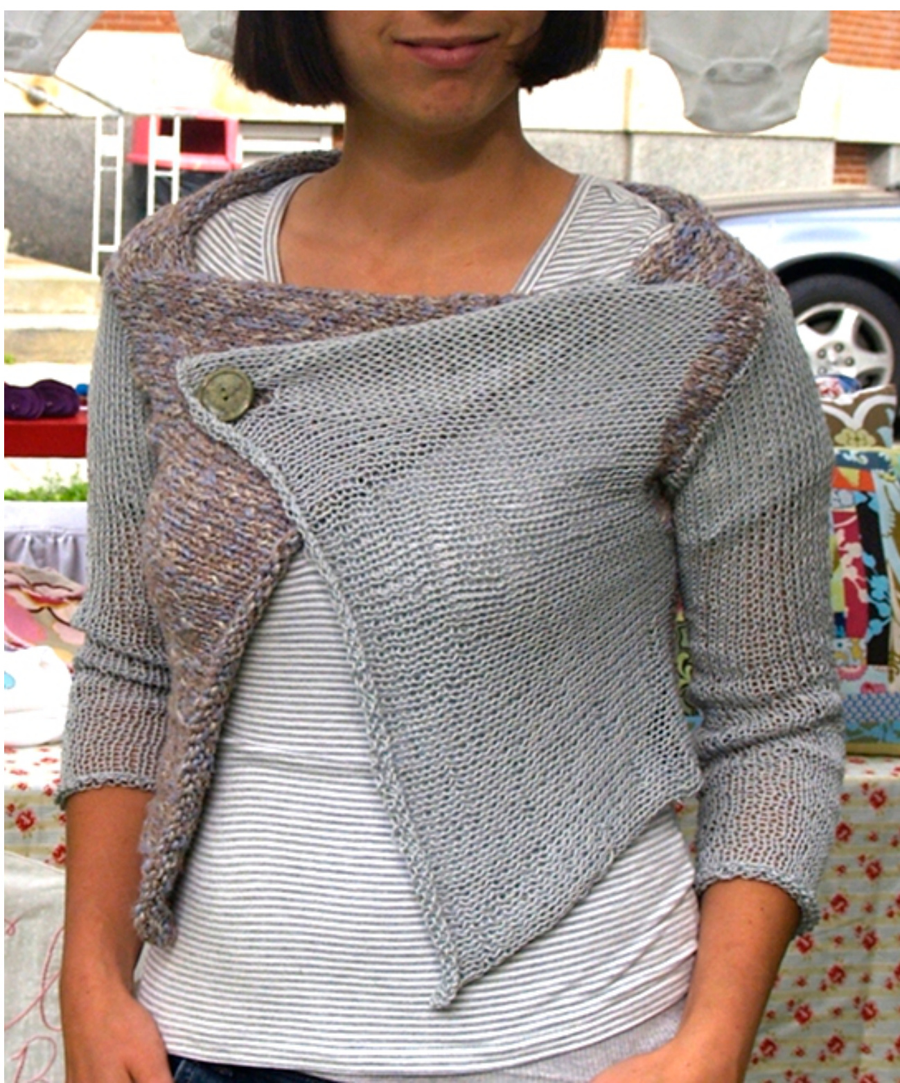 Hand Knit Lightweight Cardigan Pattern with Cropped Fit and Sleeves in Cotton and Rayon Yarns for Various Sizes XS to XXL pattern preview