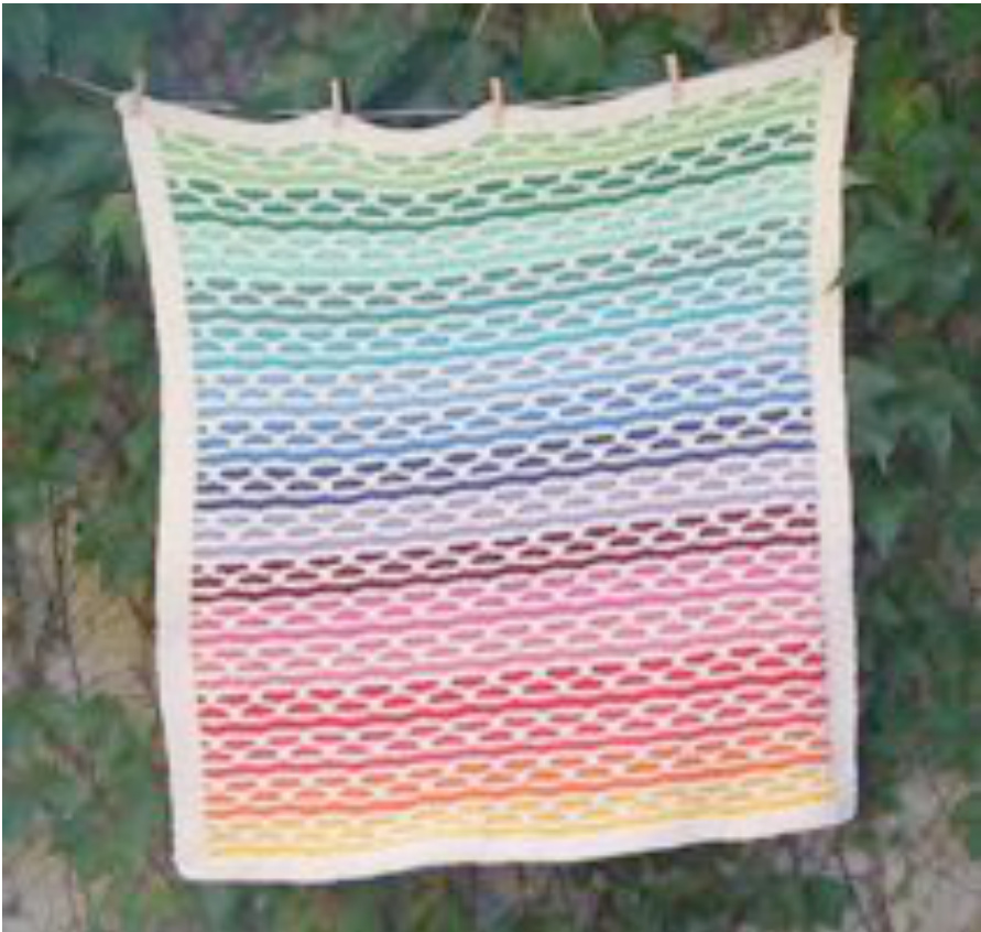 Rainbow Chain Carriage Blanket Knitting Pattern by Erika Flory, Copyright 2009, Detailed Guide with Yarn and Needle Specifications pattern preview