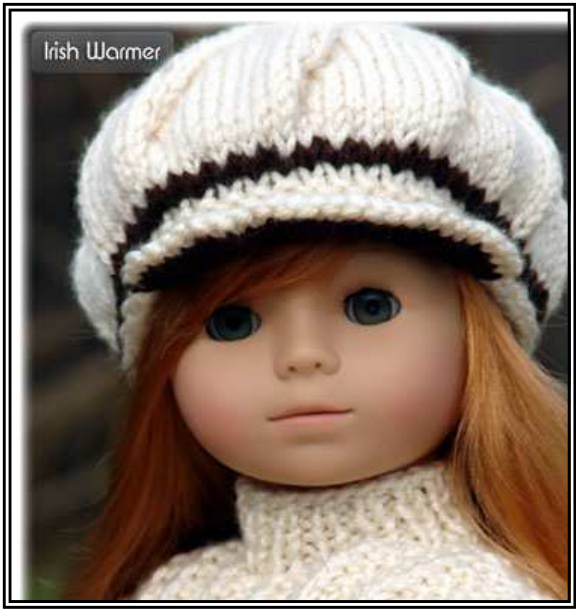 Newsboy Cap Pattern for American Girl & 18" Gotz Dolls by Debonair Designs - Knitting Tutorial and Guide pattern preview