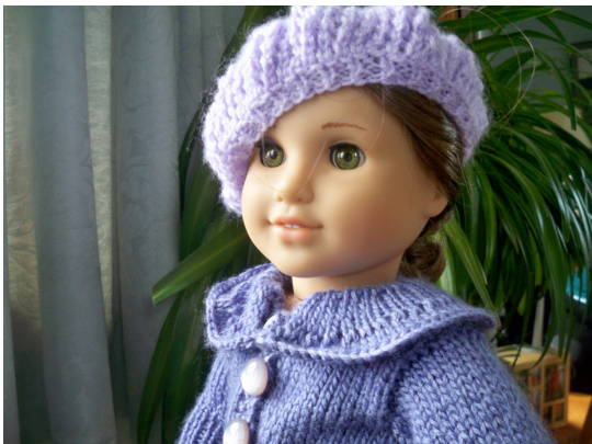 American Girl Spring Beret Knitting Pattern: Customizable Lace Stitch Hat Design for Various Yarns and Needles pattern preview