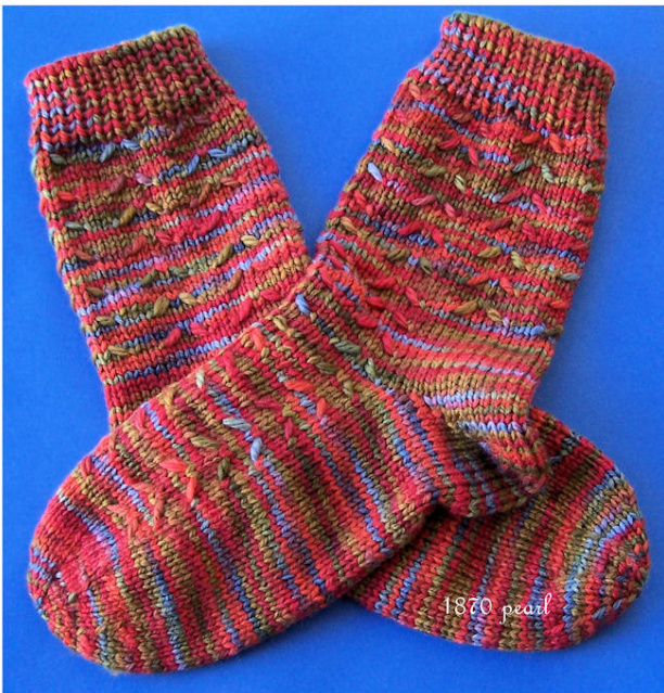 Tuscany Sock Knitting Pattern: Cuff Down Design with Bar Stitch and Gusset Details pattern preview