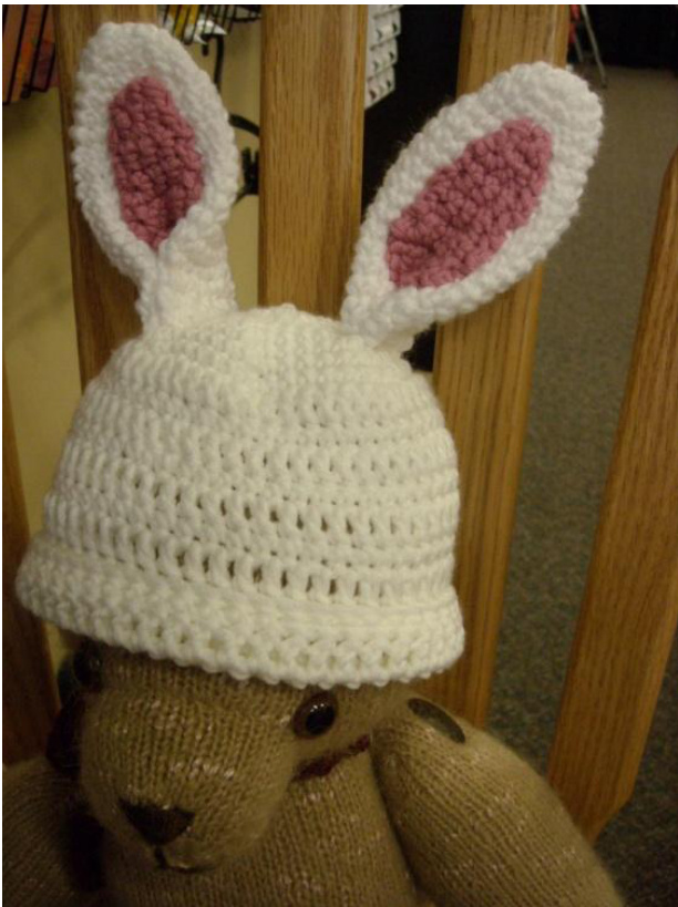 Crochet Pattern for Adorable Bunny Hat with Detachable Ears for Small Babies or Teddy Bears pattern preview