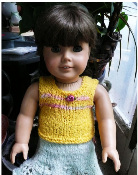 Striped Tank Top Knitting Pattern for 18" American Girl Dolls by Linda Sondermann - Easy Beginner-Friendly Design pattern preview