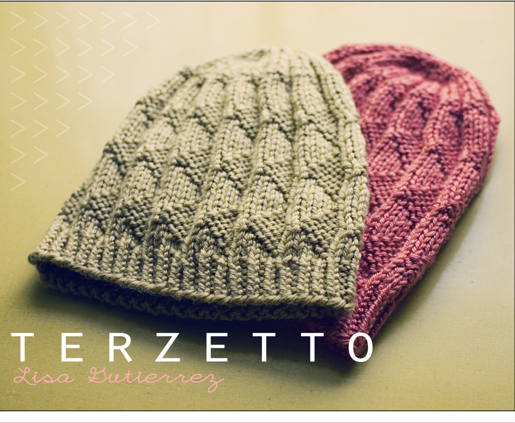 Terzetto Knitting Pattern: A Simple Triangle-Inspired Winter Beanie for Adults by Lisa Gutierrez pattern preview