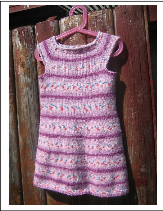 Simple Seamless Knit Dress Pattern for Children (Ages 1-6) with Self-Striping Yarn by Elin Bergsdottir pattern preview