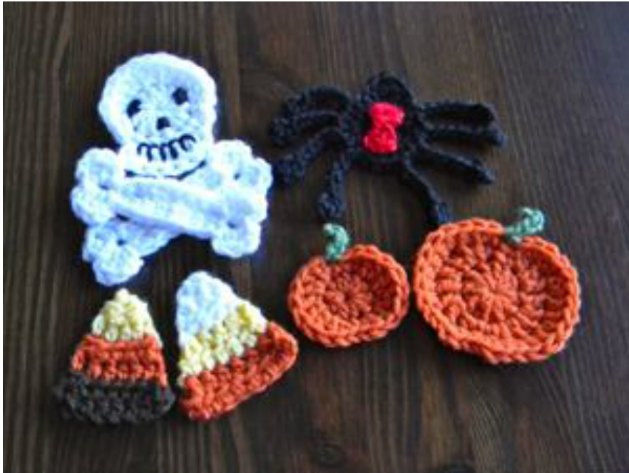 Halloween Crochet Patterns: Pumpkins, Candy Corn, Skull, Cross Bones, and Black Widow Spider Designs by Carrie A. Piper pattern preview