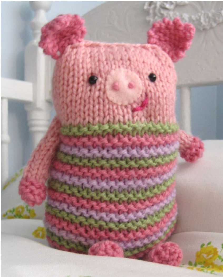 Knook Piggy Free Project: Knit a Cute Pig with Leisure Arts' Innovative Knook Tool and Easy-to-Follow Pattern for Beginners pattern preview