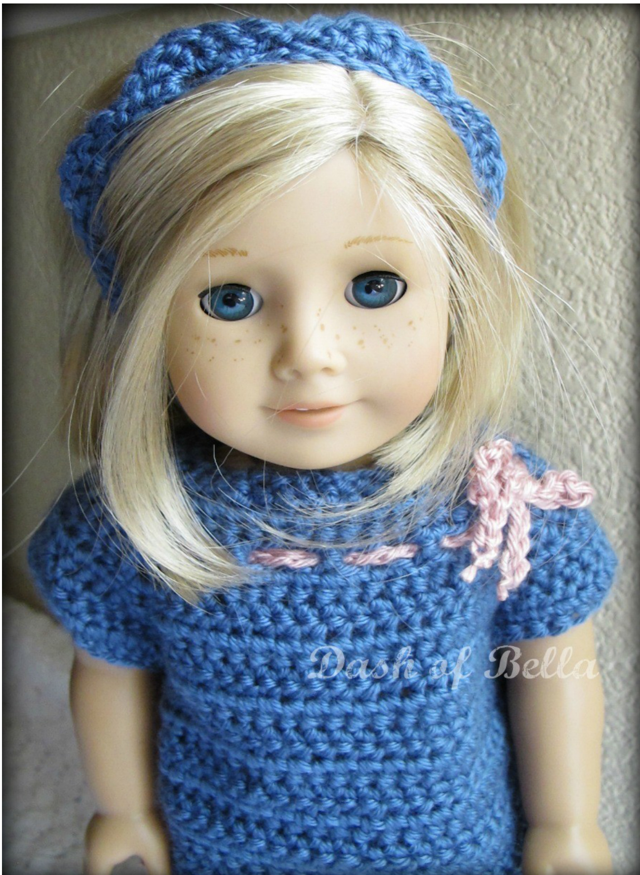 Simple Shell American Girl Doll Headband Pattern by Ashley Bella Feagins - Crochet Tutorial for Quick and Easy Doll Accessories pattern preview