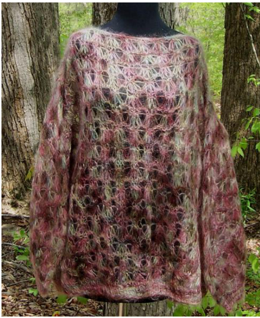 Elegant Mohair Lace Pullover Knitting Pattern by Jennifer Tepper Heverly for Spirit Trail Fiberworks pattern preview