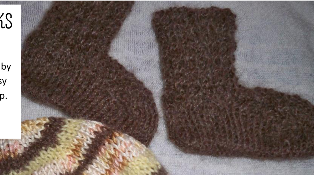 11th Hour Baby Socks Knitting Pattern with Cabled Look and Matching Hat Instructions pattern preview