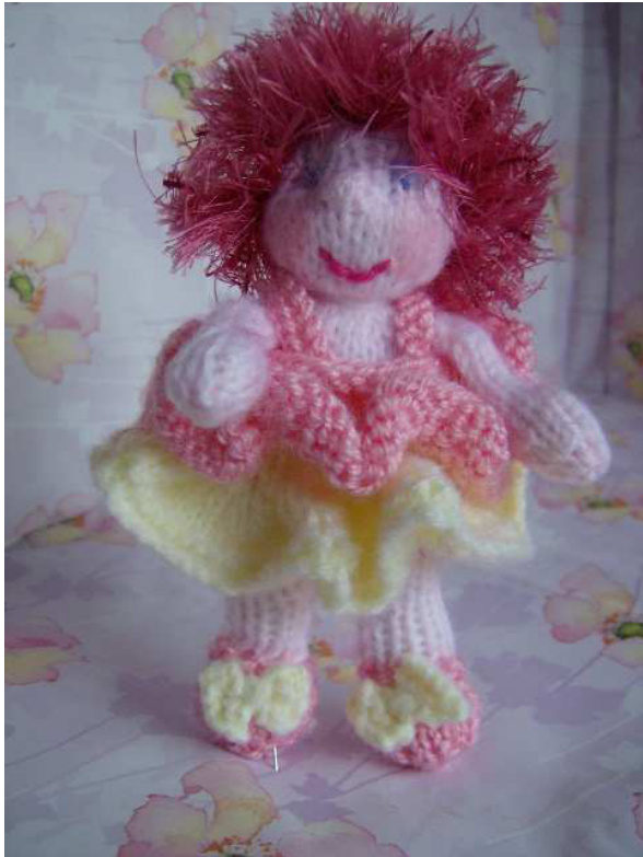 Knitting Pattern for a Tiny 4" Angel Doll with Frill Dress and Accessories: A Step-by-Step Guide pattern preview