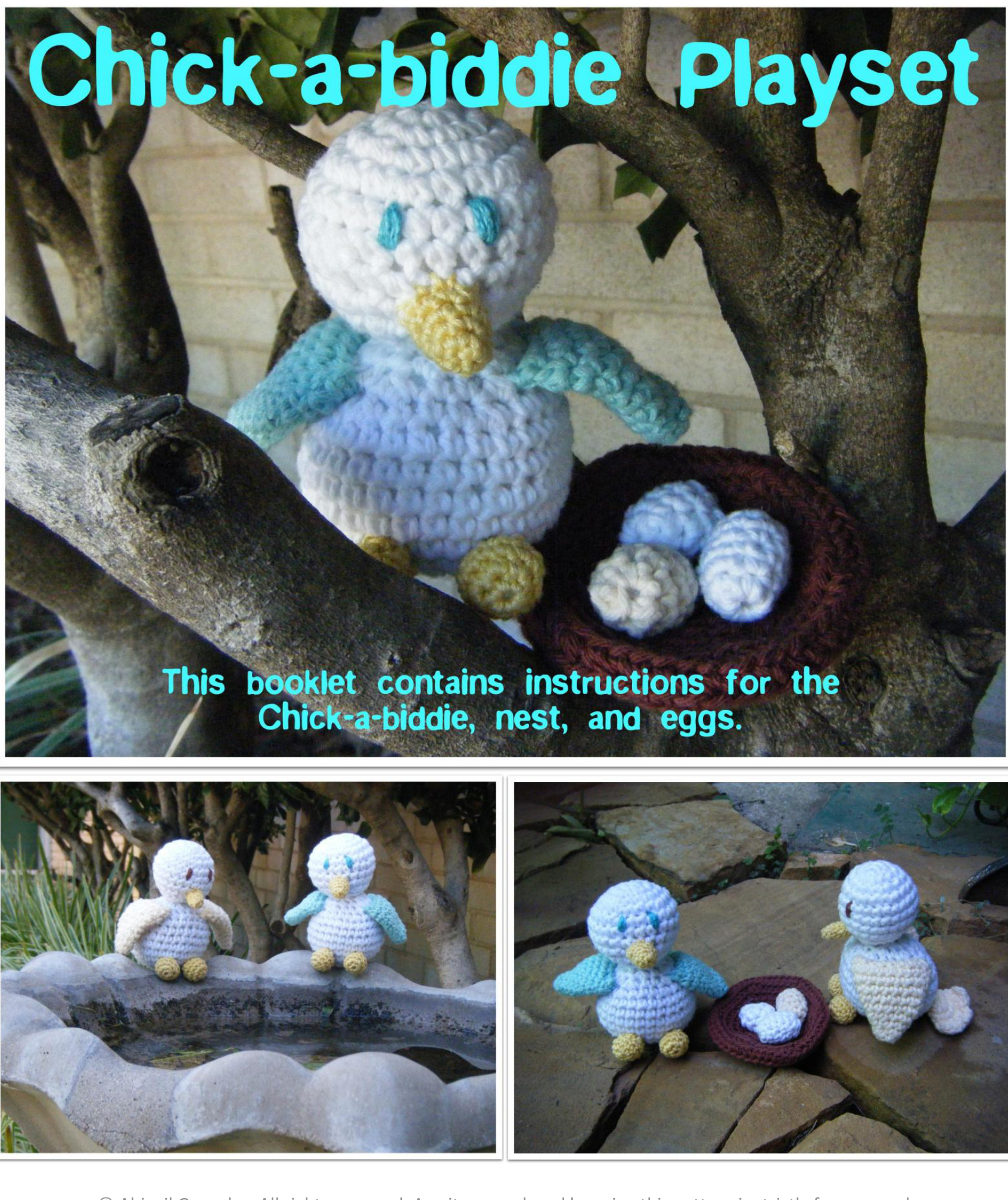 Crochet Pattern for Chick-a-biddie Toy with Nest and Eggs by Abigail Gonzalez - Personal Use Only pattern preview