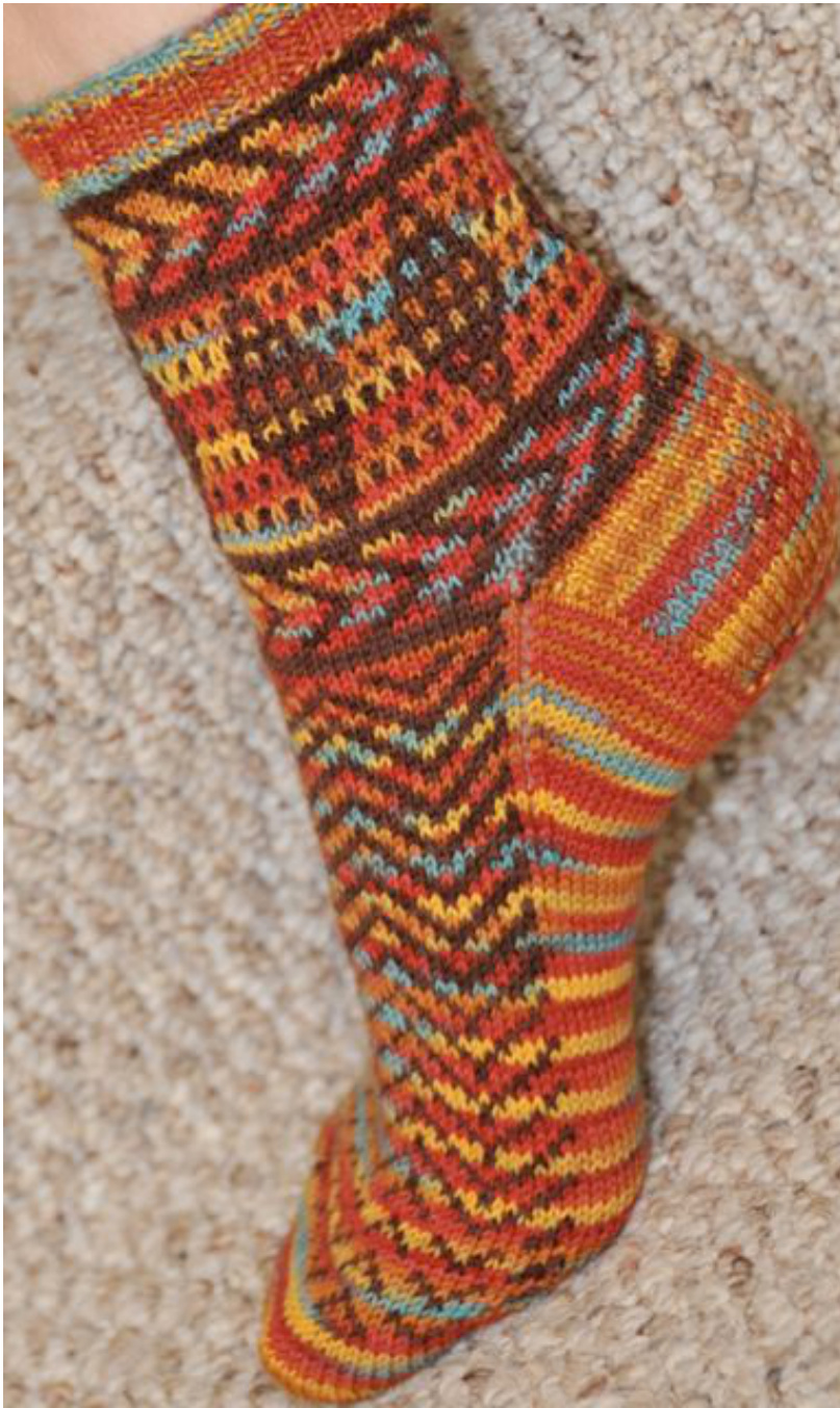 Seriously Southwestern Socks Knitting Pattern by Mary the Hobbit: A Color-Stranded, Mosaic-Inspired Design pattern preview